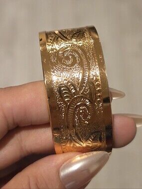 Elegant Gold-Tone Engraved Cuff Bracelet